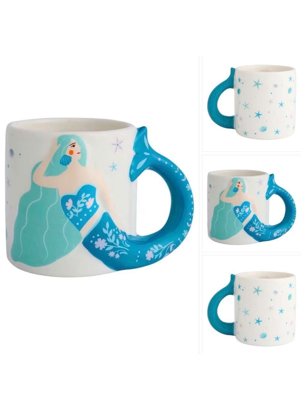 2 NEW Mermaid Tail Ceramic Mugs - Artistic Drinkware Mermaidcore 🏖️ 🧜‍♀️🪸
